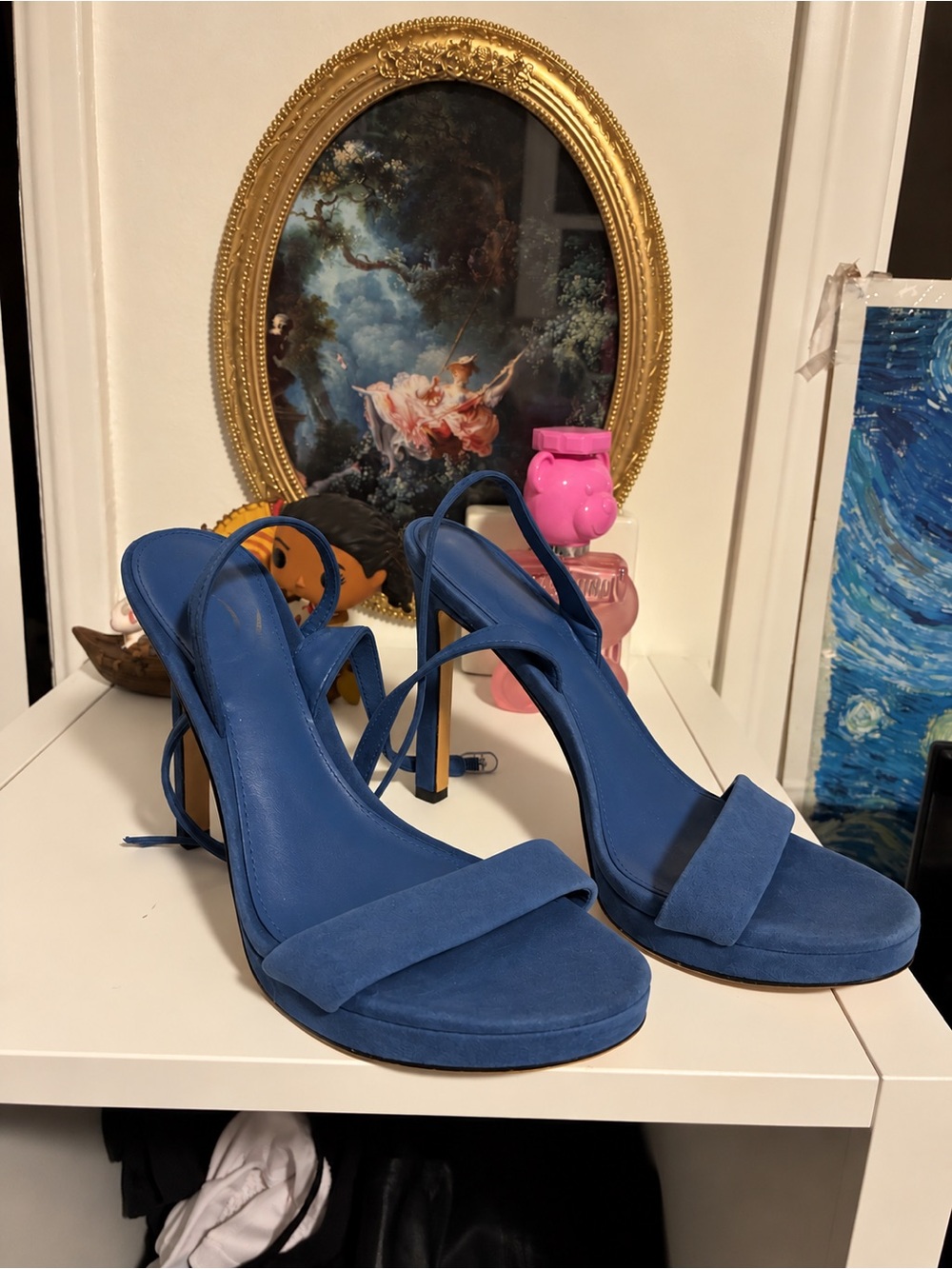 Stuart Weitzman Royal Blue Suede Strappy High Heels